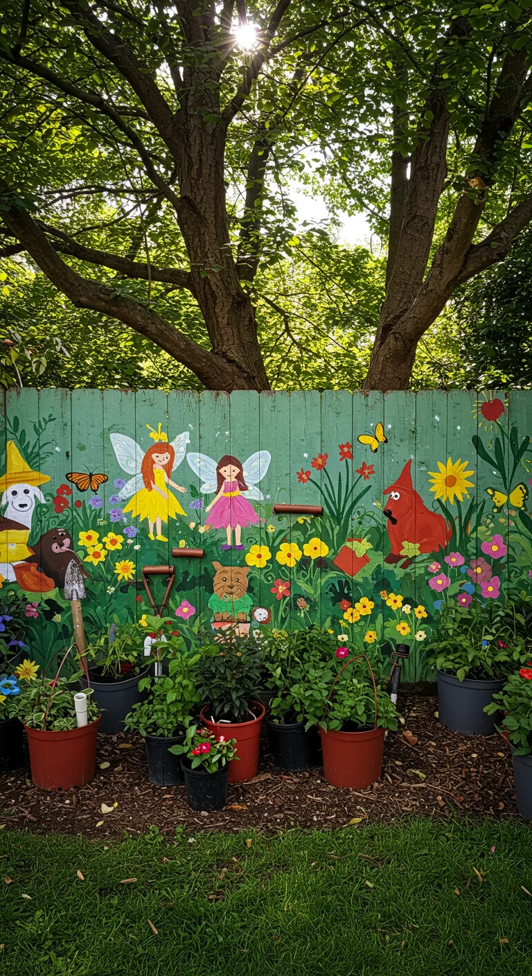 2. Whimsical Murals: Playful Characters for Your Garden