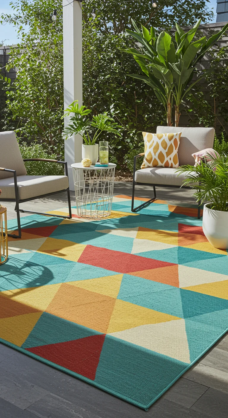 3. Color Pop: Vibrant Outdoor Rugs to Brighten Your Space