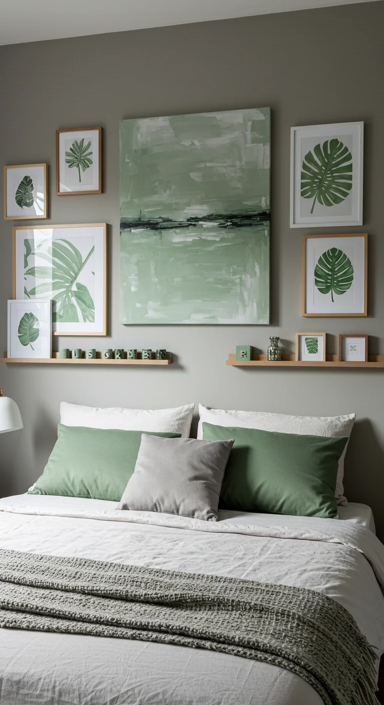 6. Artful Displays: Wall Art in Sage and Grey Palettes