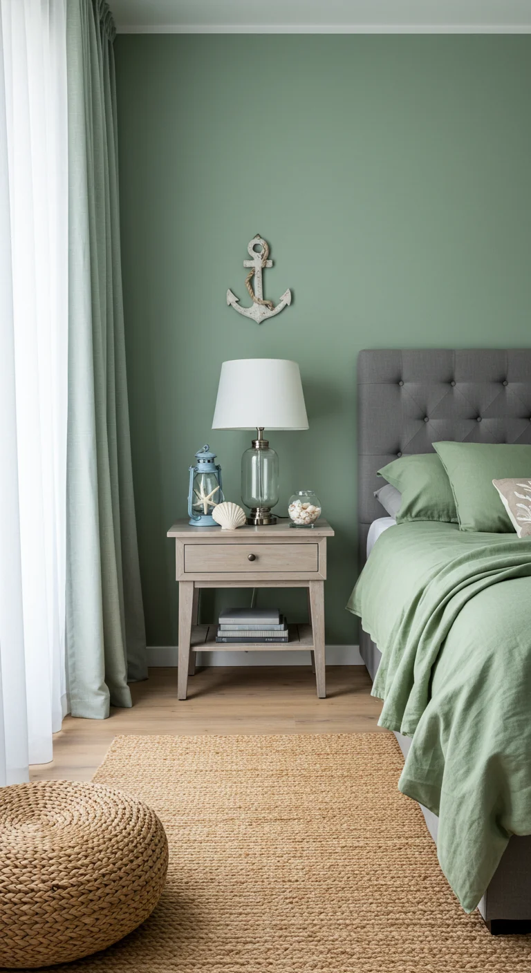 20. Coastal Cool: Nautical Themes in Soft Greens and Greys