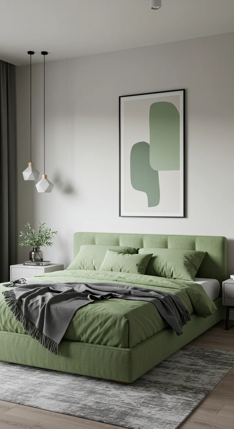 22. Modern Minimalism: Clean Lines in Sage and Grey