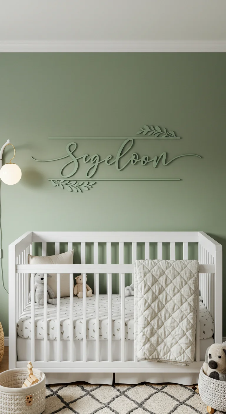 13. Personalized Touch: Custom Sage Green Name Signs
