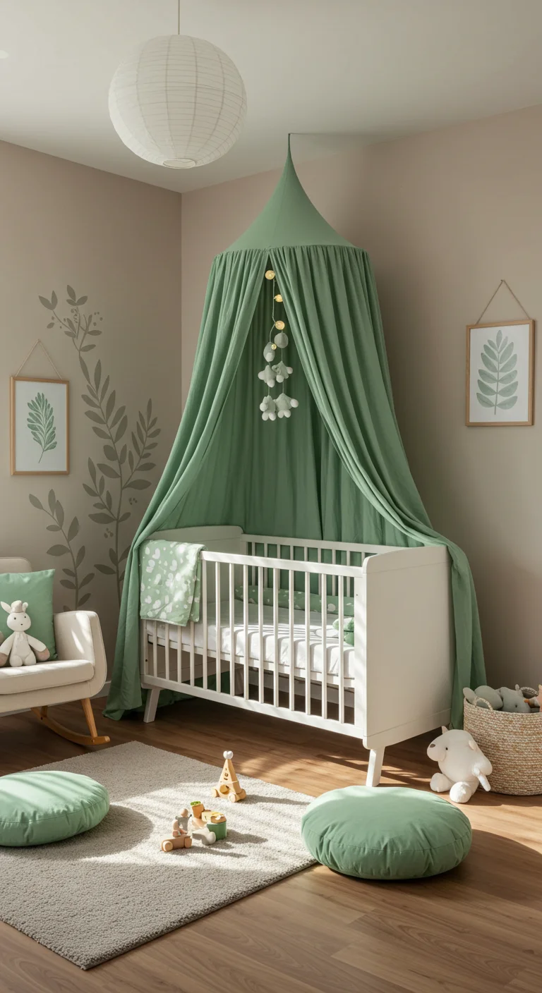 15. Sweet Dreams: Sage Green Nursery Canopies