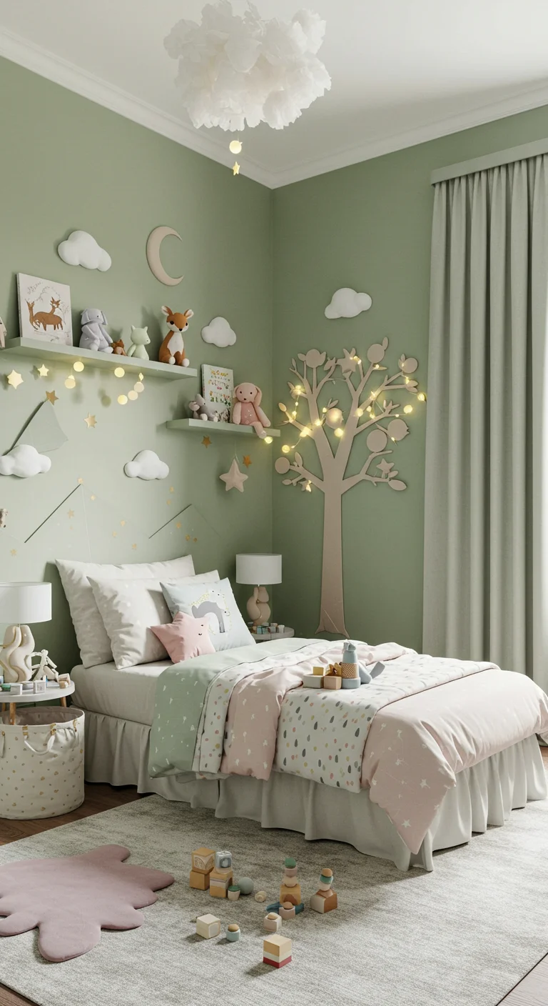 20. Whimsical Themes: Sage Green in Fantasy Nursery Designs