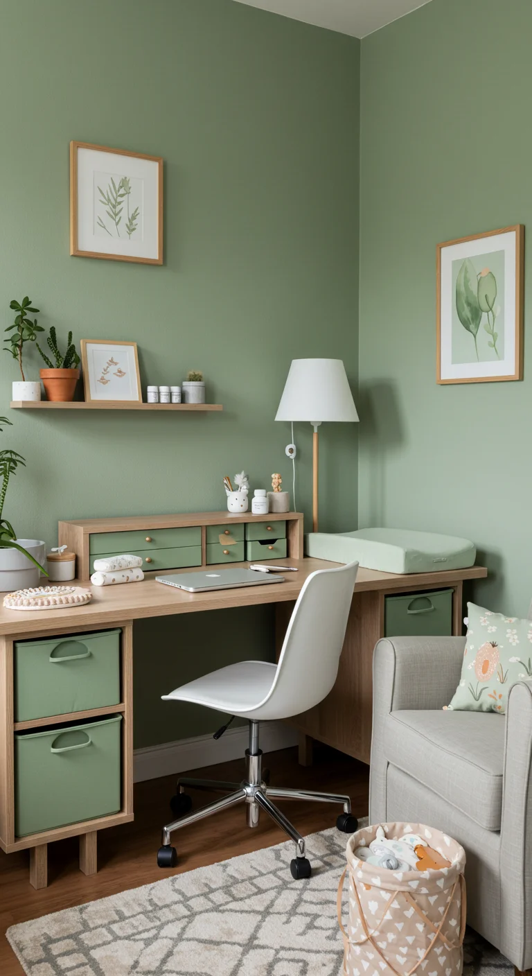 21. Functional Spaces: Sage Green Nursery Workstations