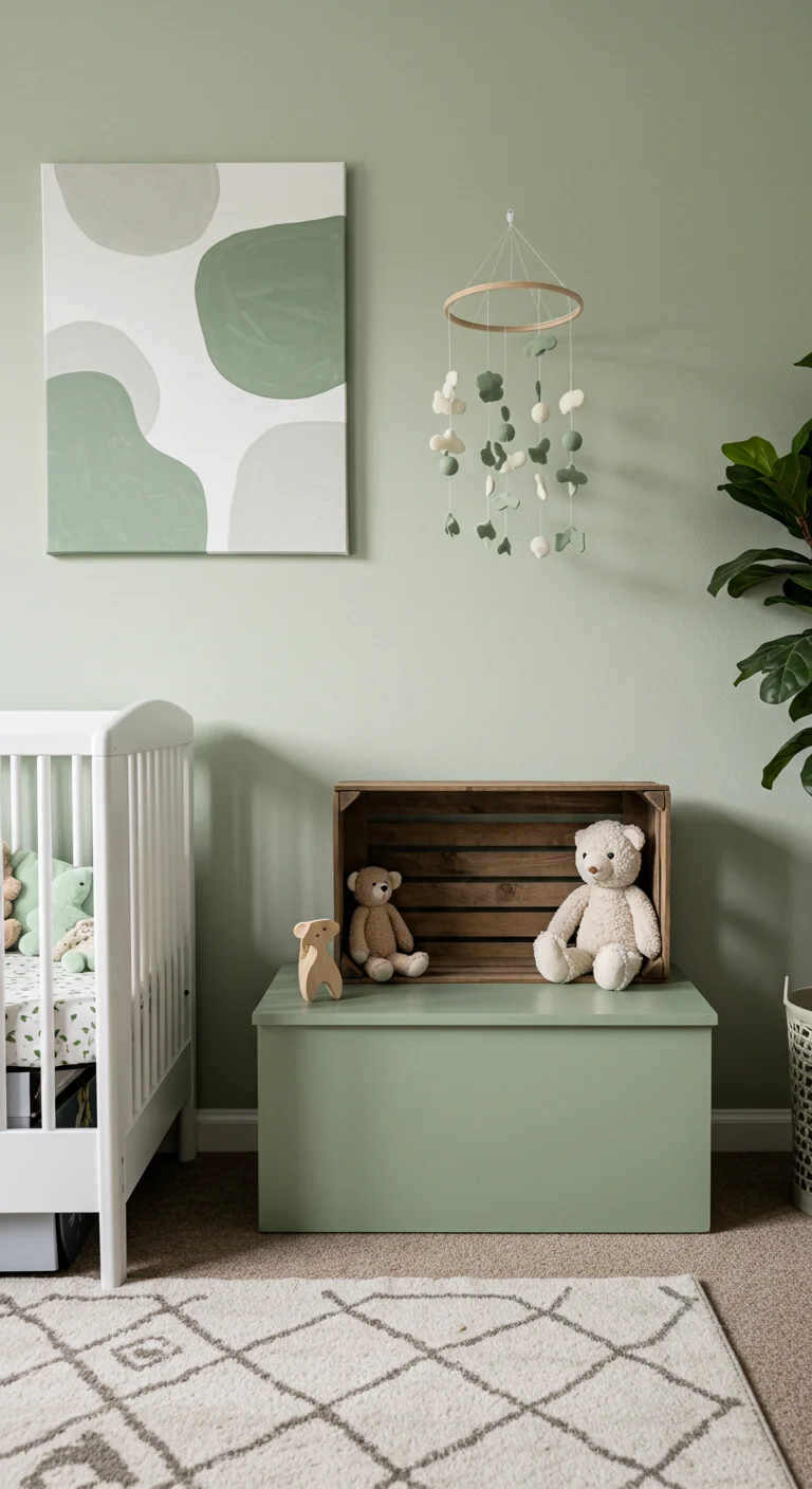 26. Artful Touch: DIY Sage Green Nursery Projects