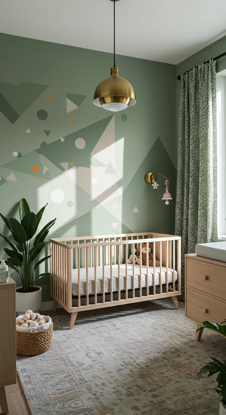 31. Modern Touch: Sleek Sage Green Nursery Designs