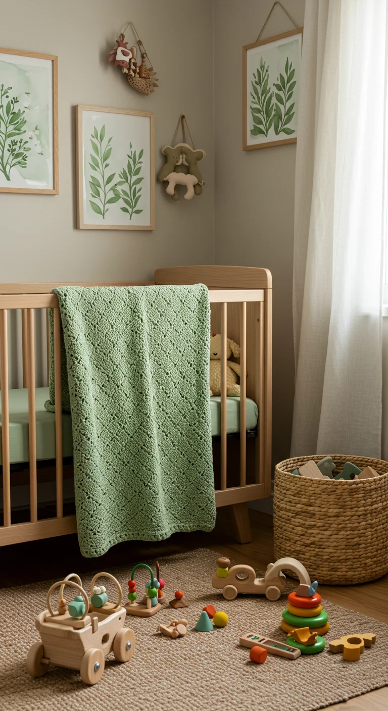 35. Artisanal Touch: Handmade Sage Green Nursery Items