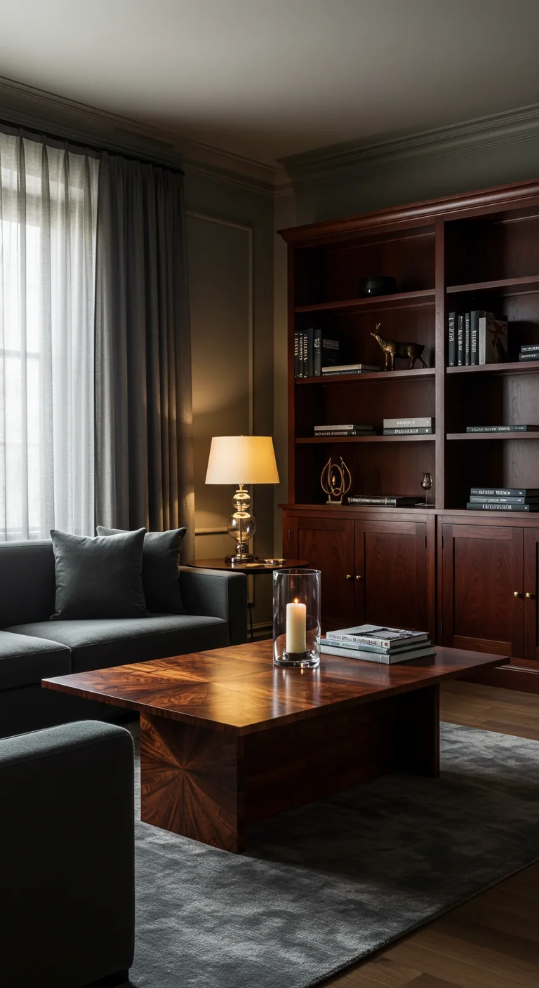 7. Elegant Wood Finishes: Bringing Warmth to Moody Spaces