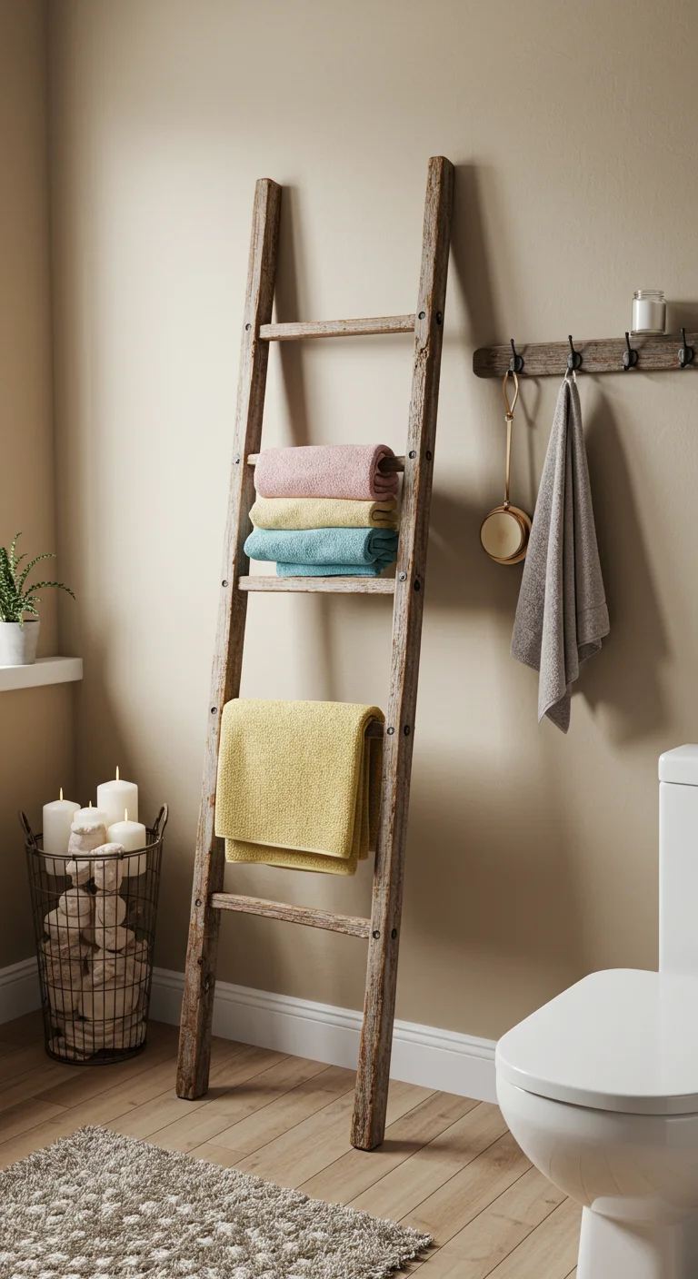 11. Ladder Racks: Vintage Charm with Modern Use