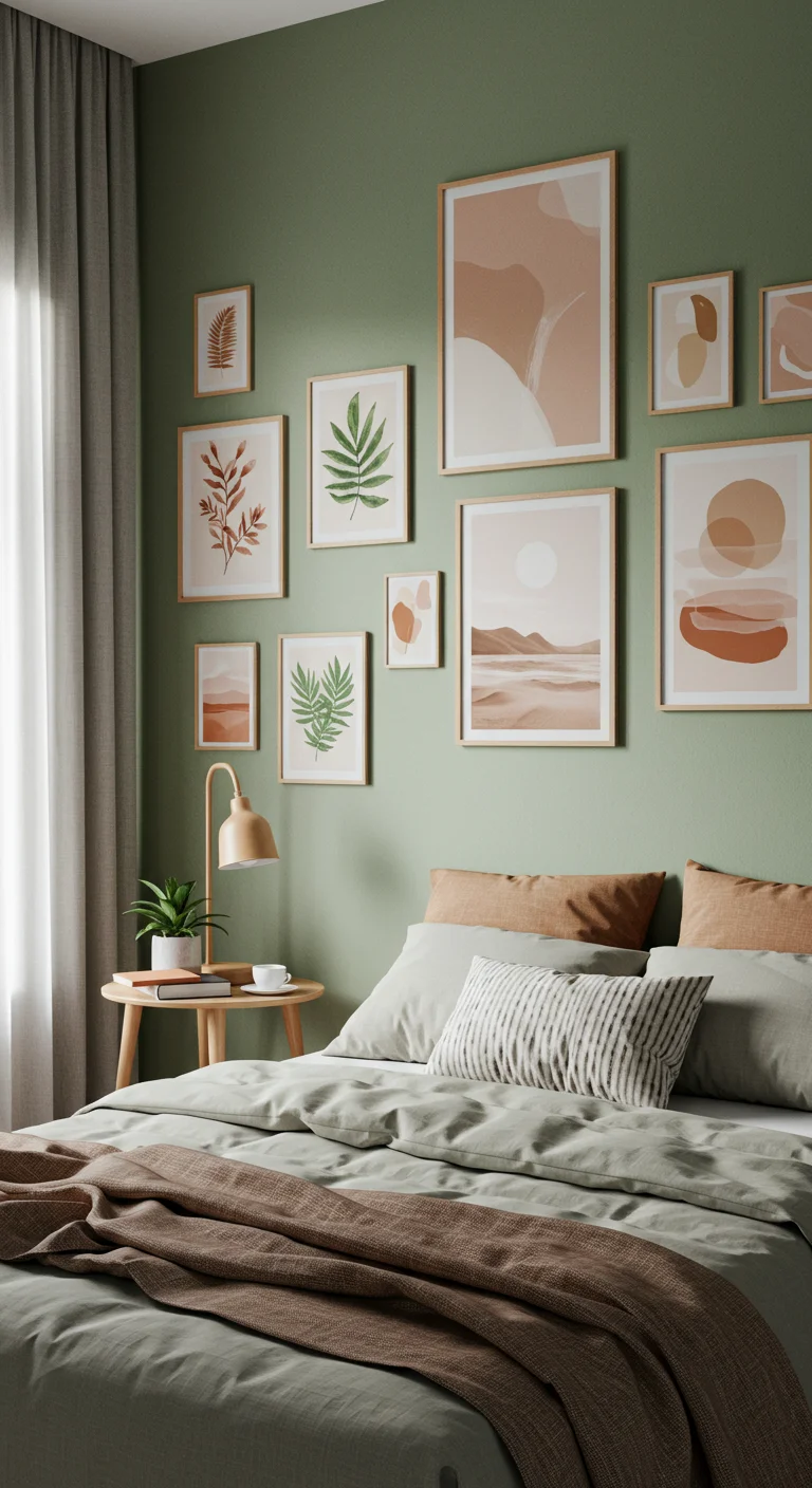 8. Artful Ambiance: Sage Green Wall Art