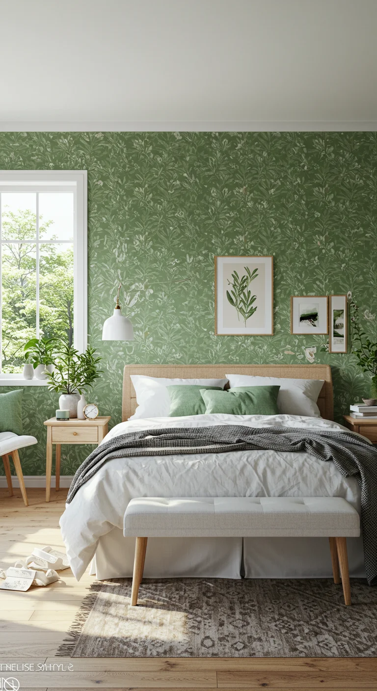 10. Playful Patterns: Sage Green Wallpaper Designs