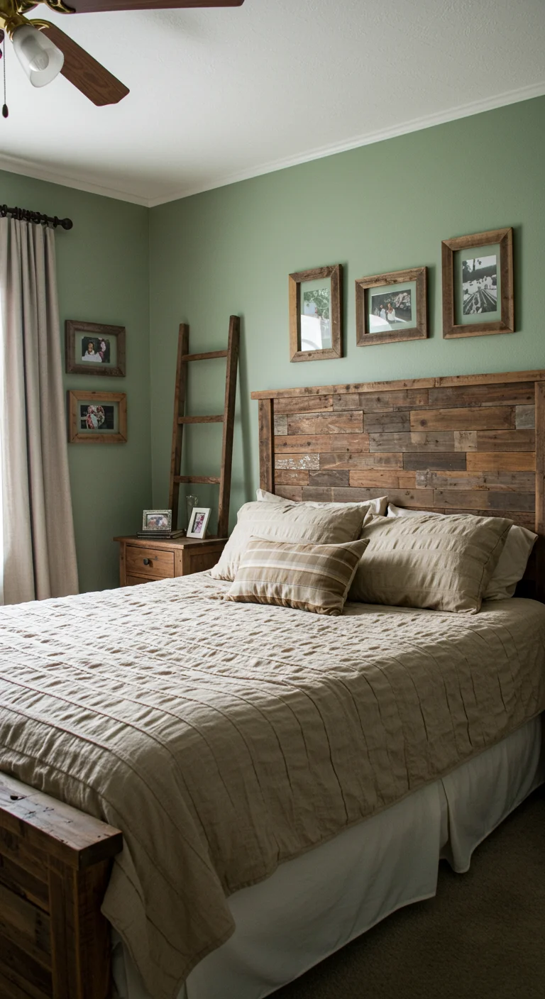 13. Rustic Charm: Wood Accents in Sage Green Spaces