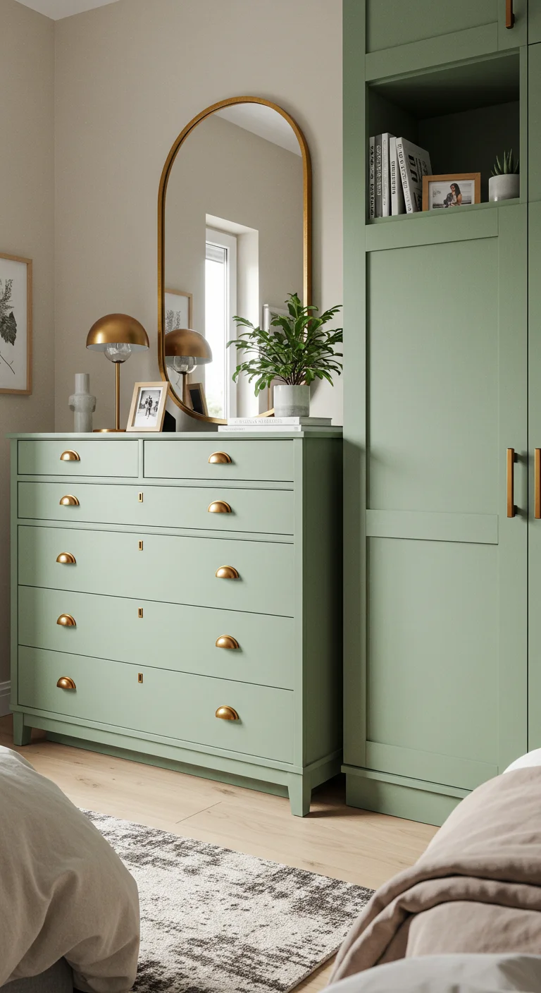 14. Chic Storage: Sage Green Dressers and Cabinets