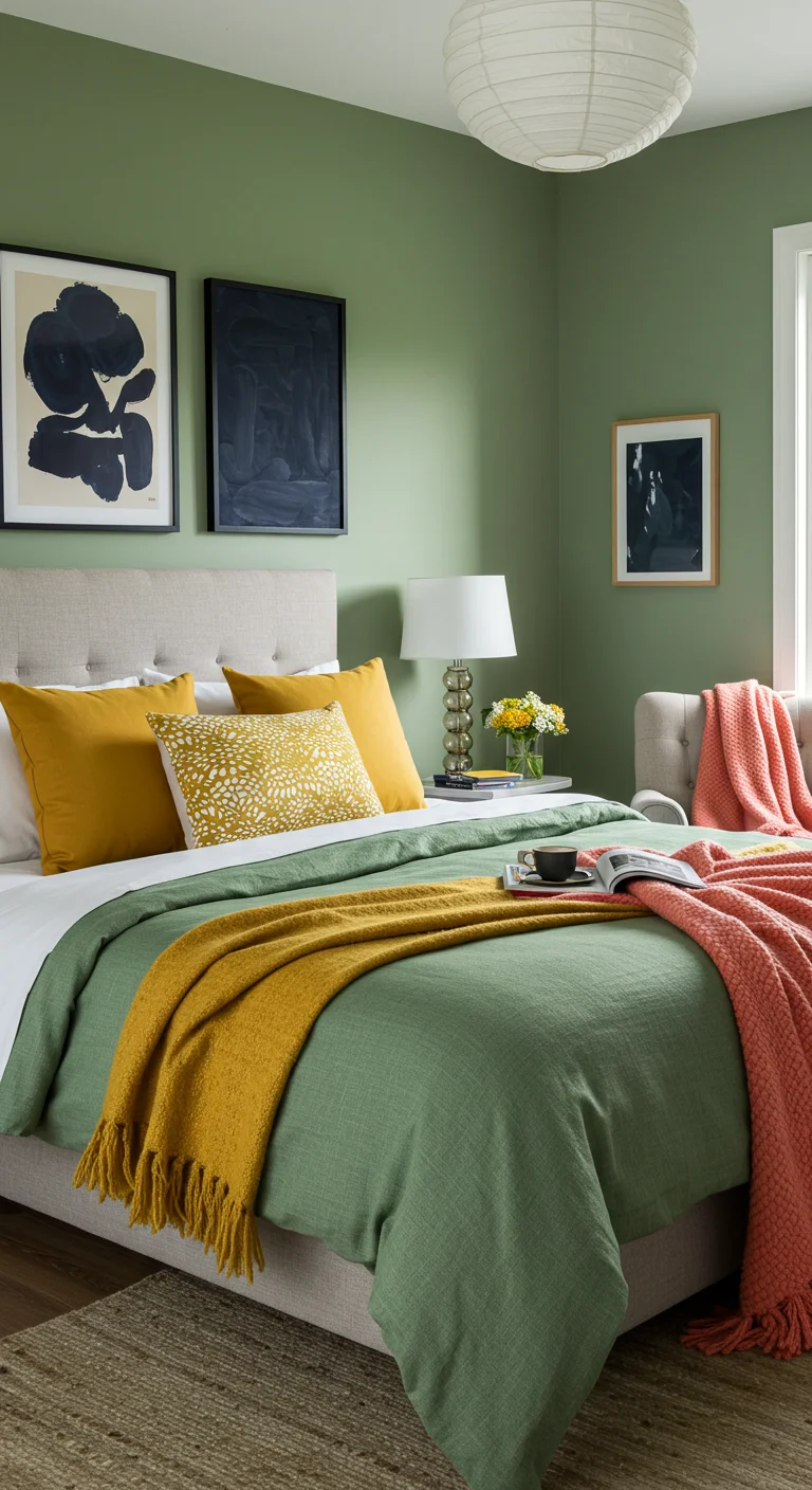 22. Color Pop: Sage Green with Bold Accents