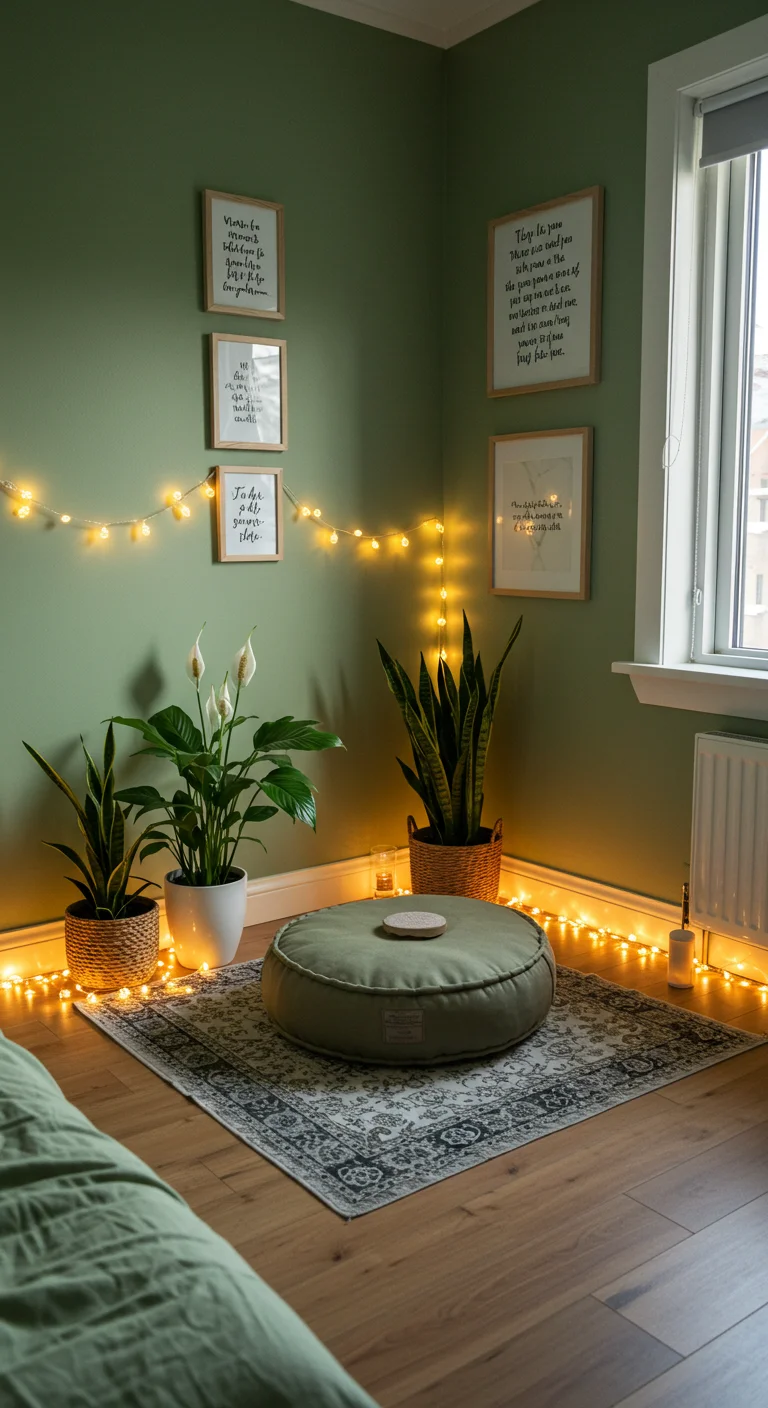 24. Serenity Spaces: Sage Green Meditation Corners