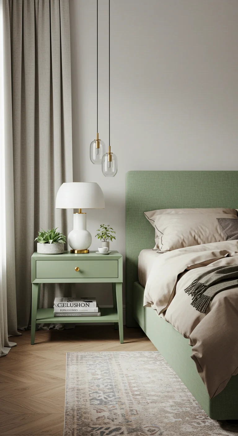 25. Functional Elegance: Sage Green Nightstands