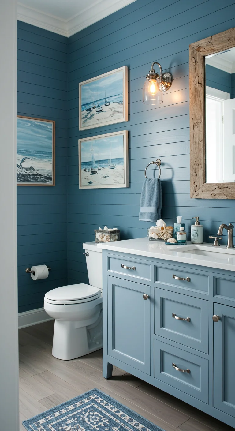 3. Coastal Vibes: Nautical-Inspired Blue Shiplap Designs