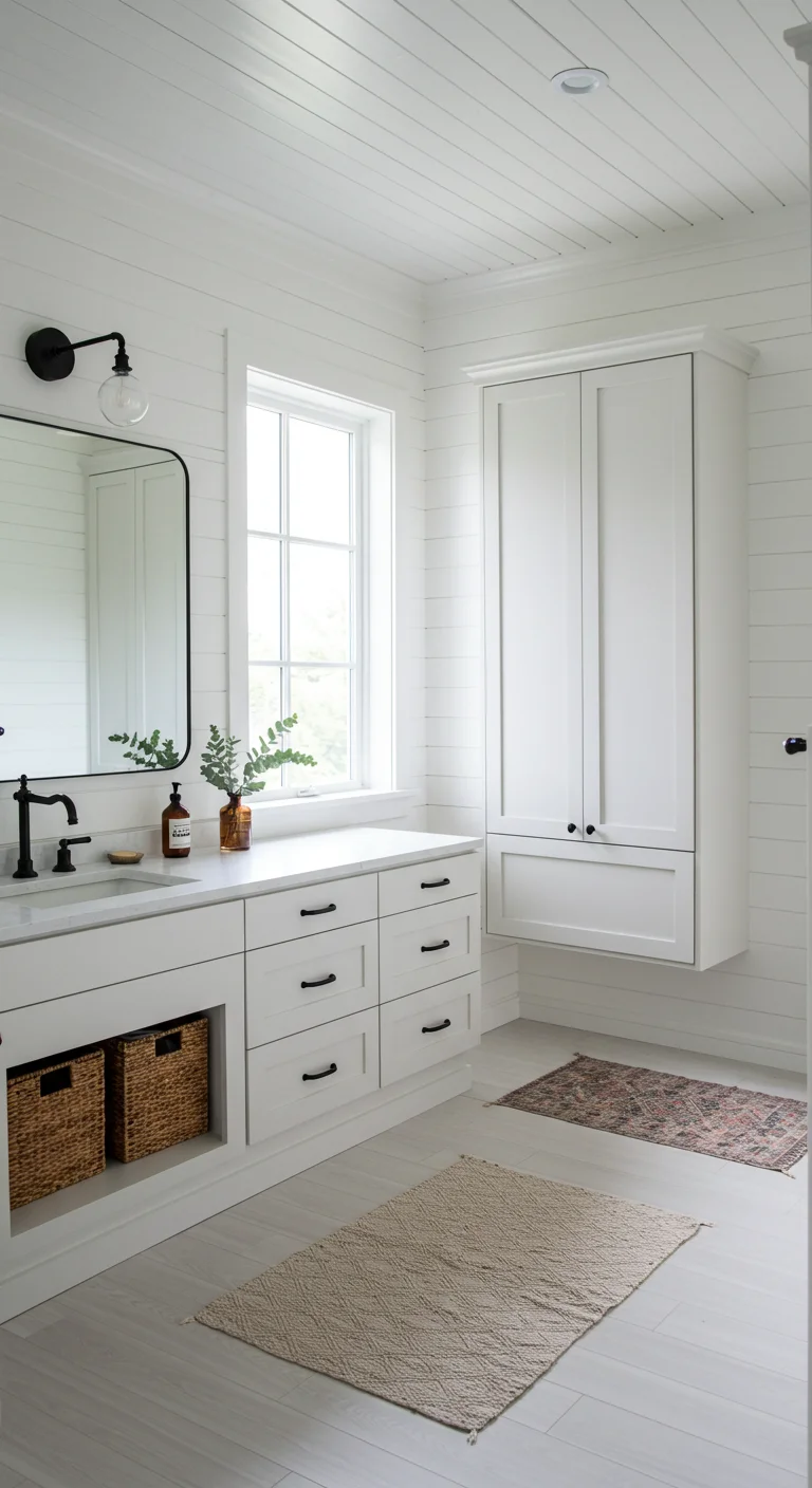 6. Minimalist Masterpiece: Sleek White Shiplap and Clean Lines