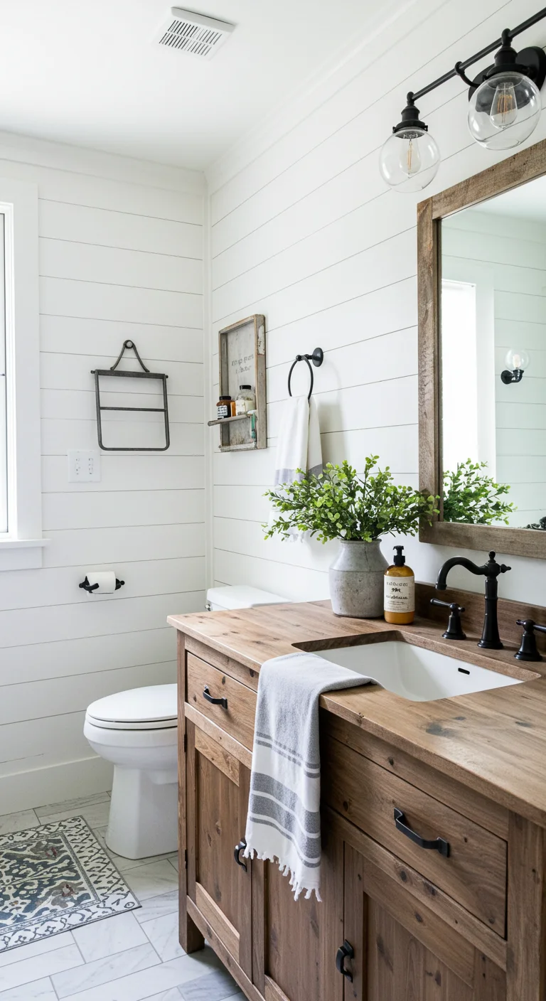 7. Farmhouse Fresh: Combining Shiplap with Modern Fixtures