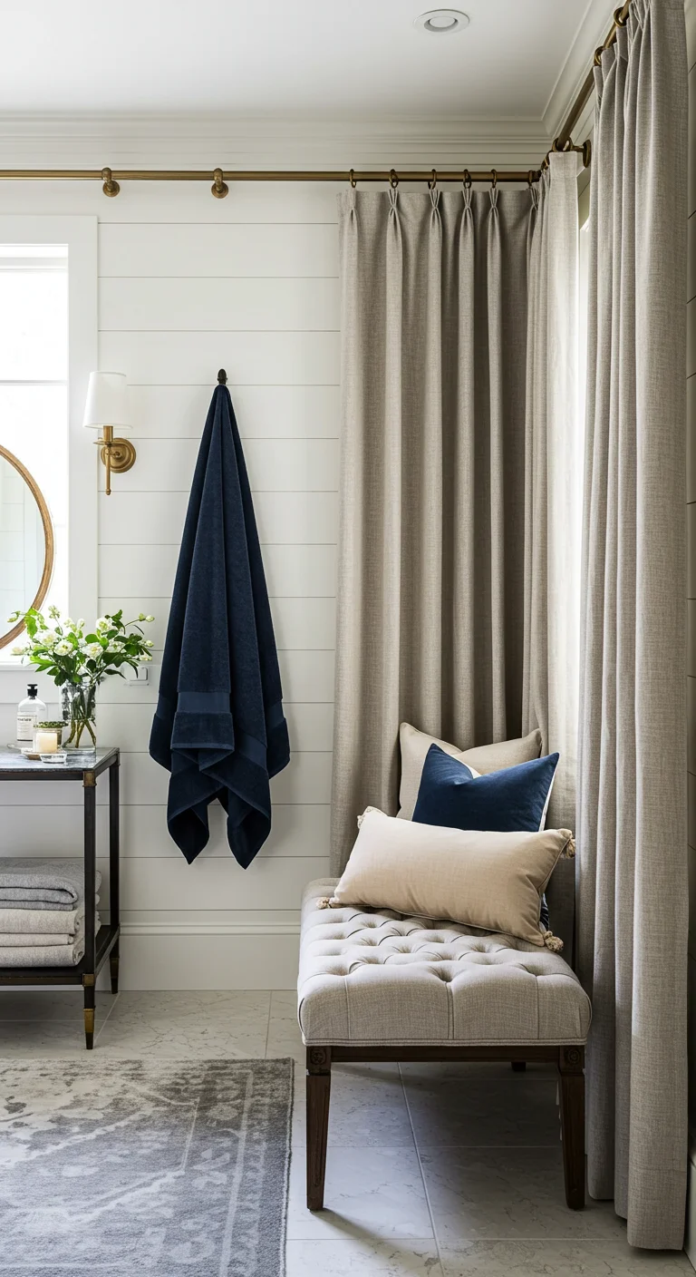 15. Luxurious Layers: Combining Shiplap with Rich Textiles