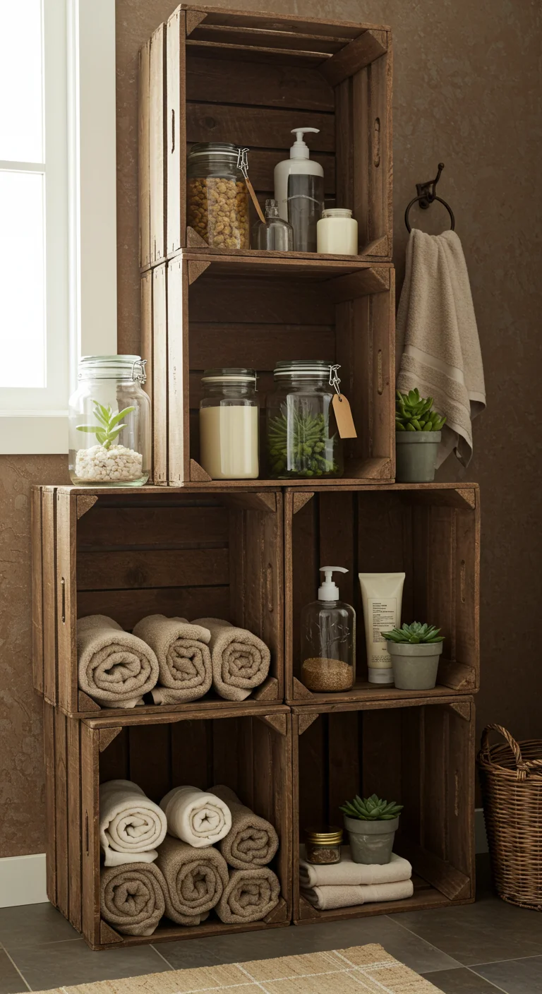 2. Vintage Vibes: Repurposed Wooden Crates for Rustic Charm