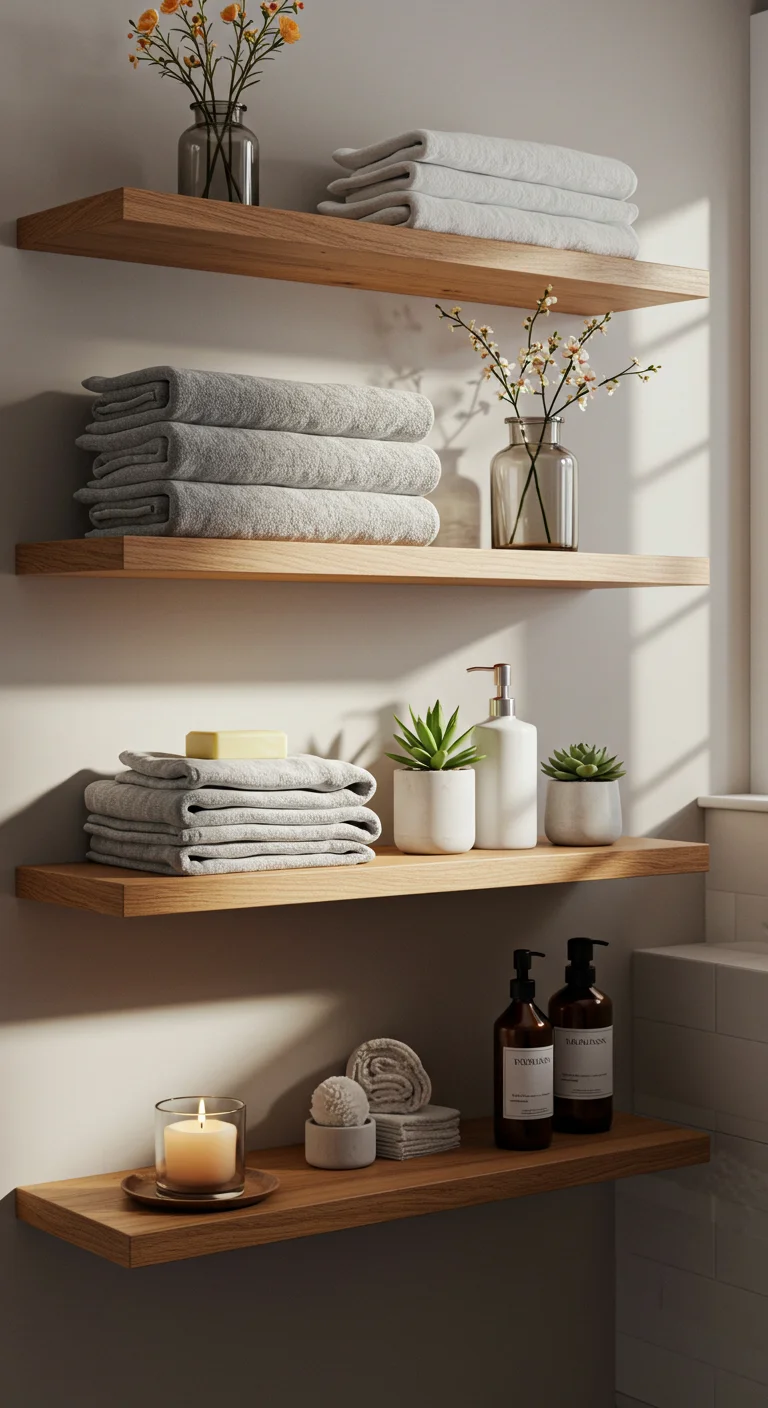 3. Spa Sanctuary: Minimalist Shelving for a Calming Retreat