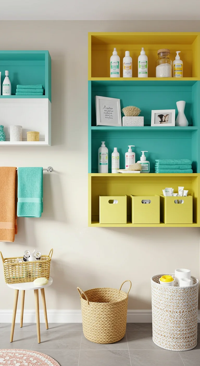 4. Color Pop: Bold Painted Shelves to Brighten Your Space