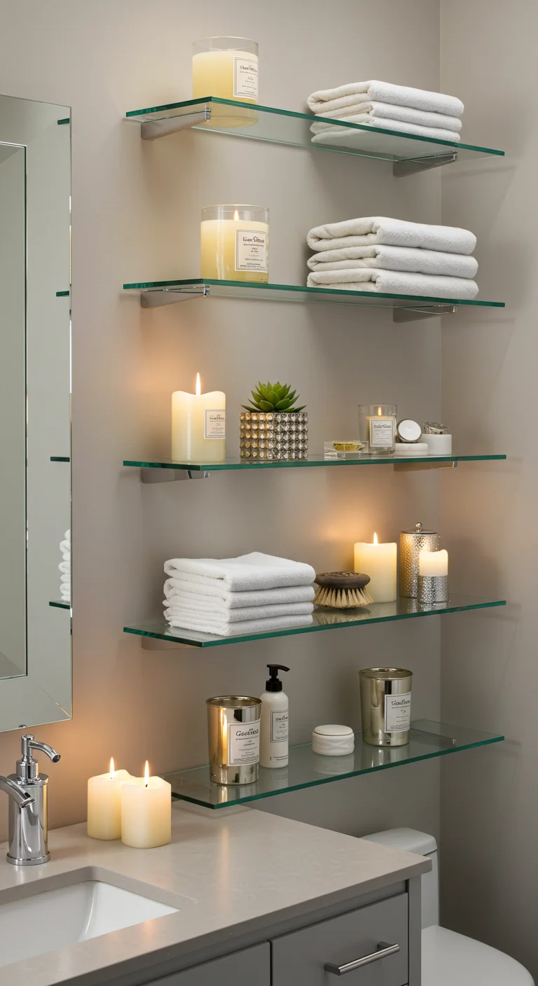 7. Glass and Glam: Transparent Shelving for a Modern Touch