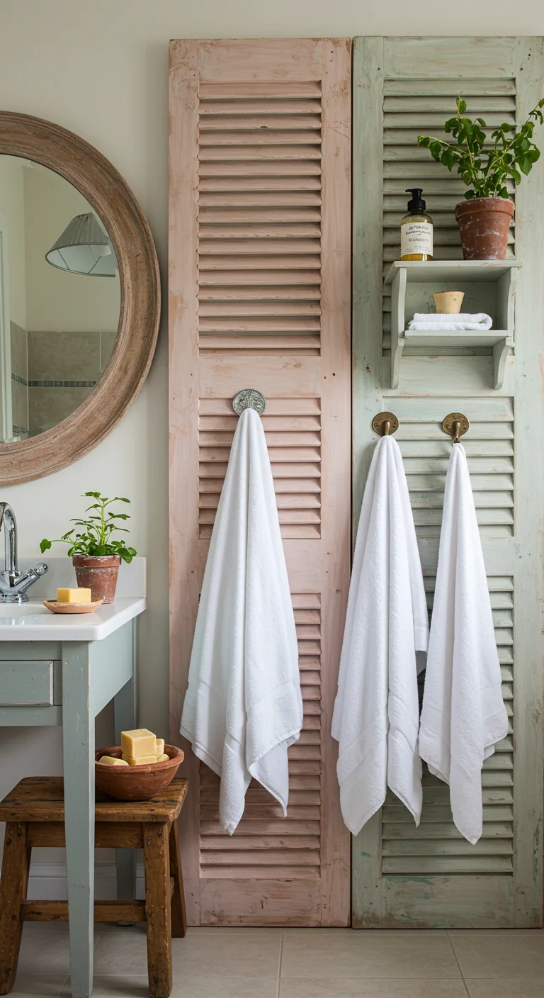 2. Vintage Charm: Repurposed Wooden Shutters