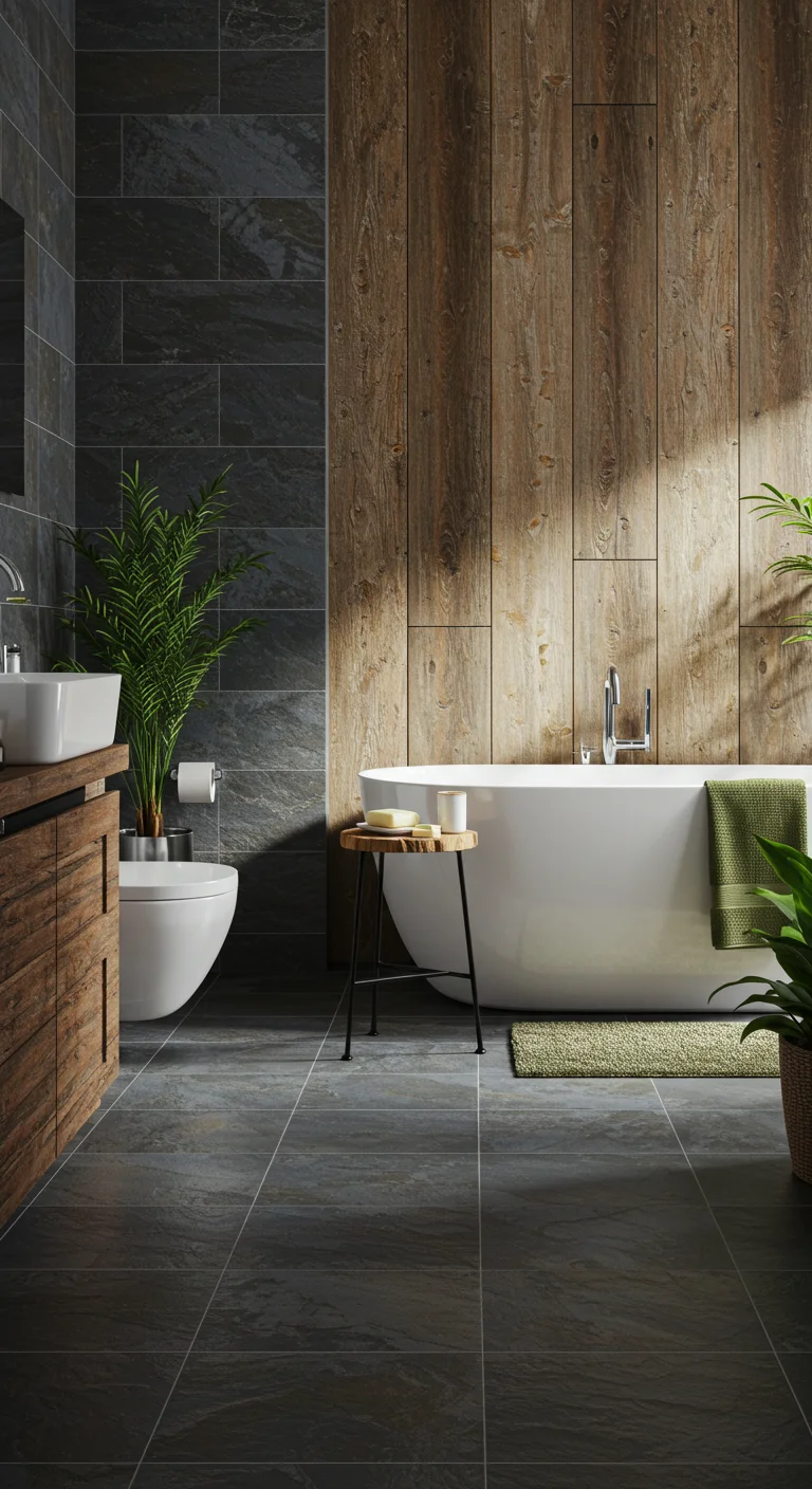 21. Nature's Palette: Stone and Wood Accents