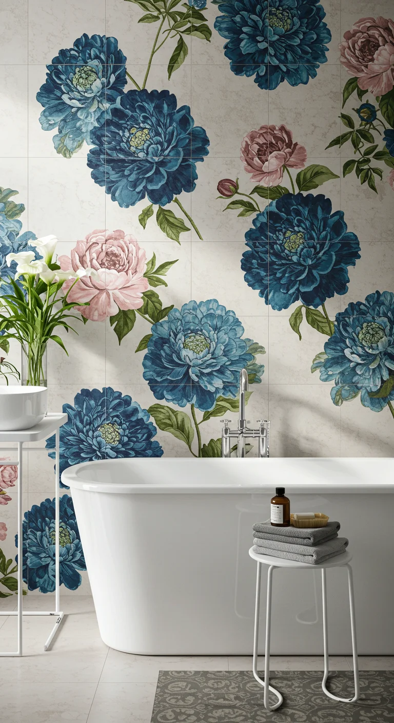 14. Floral Patterns: Bringing Nature into Your Bathroom