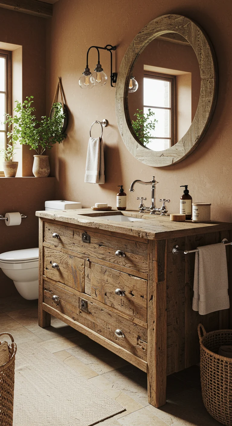 2. Rustic Charm: Reclaimed Wood Vanity Designs