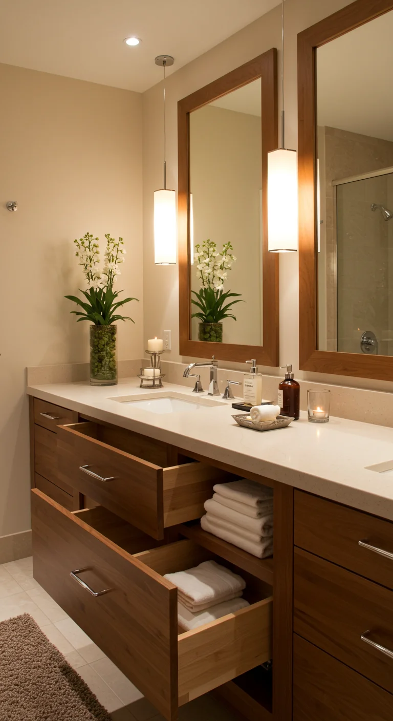 14. Spa-Like Retreats: Vanity Designs with Integrated Storage