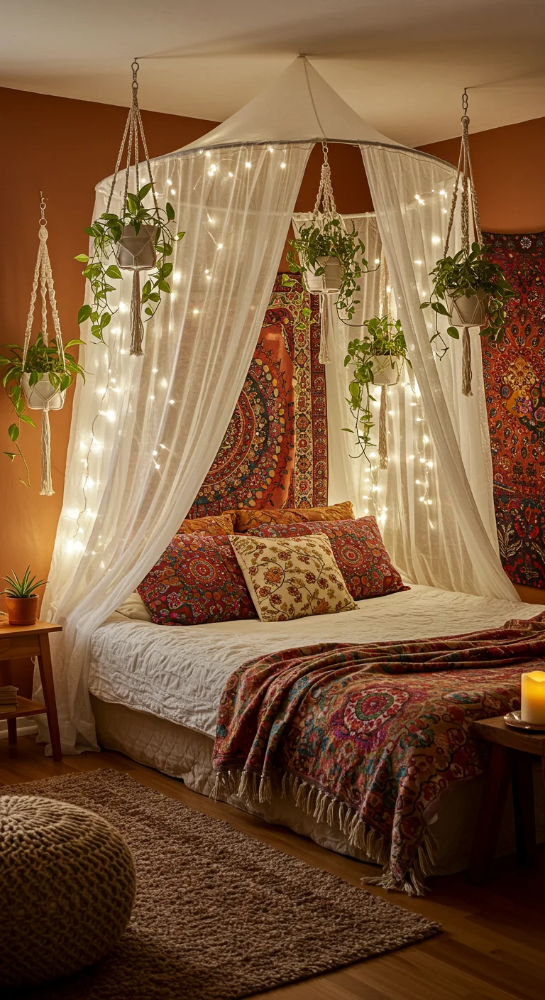 15. Bohemian Canopies: Creating a Dreamy Sleeping Space