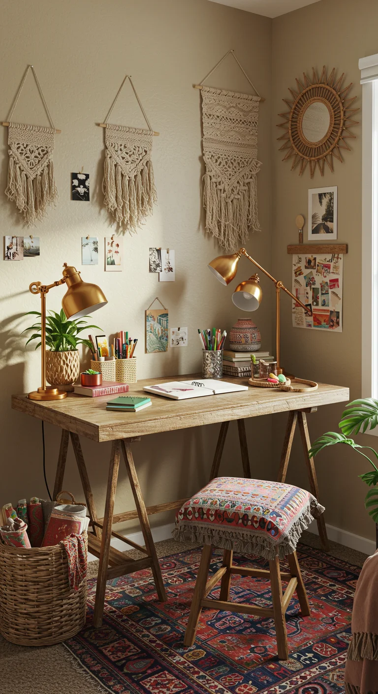 26. Boho-Chic Desks: Functional Spaces for Creativity