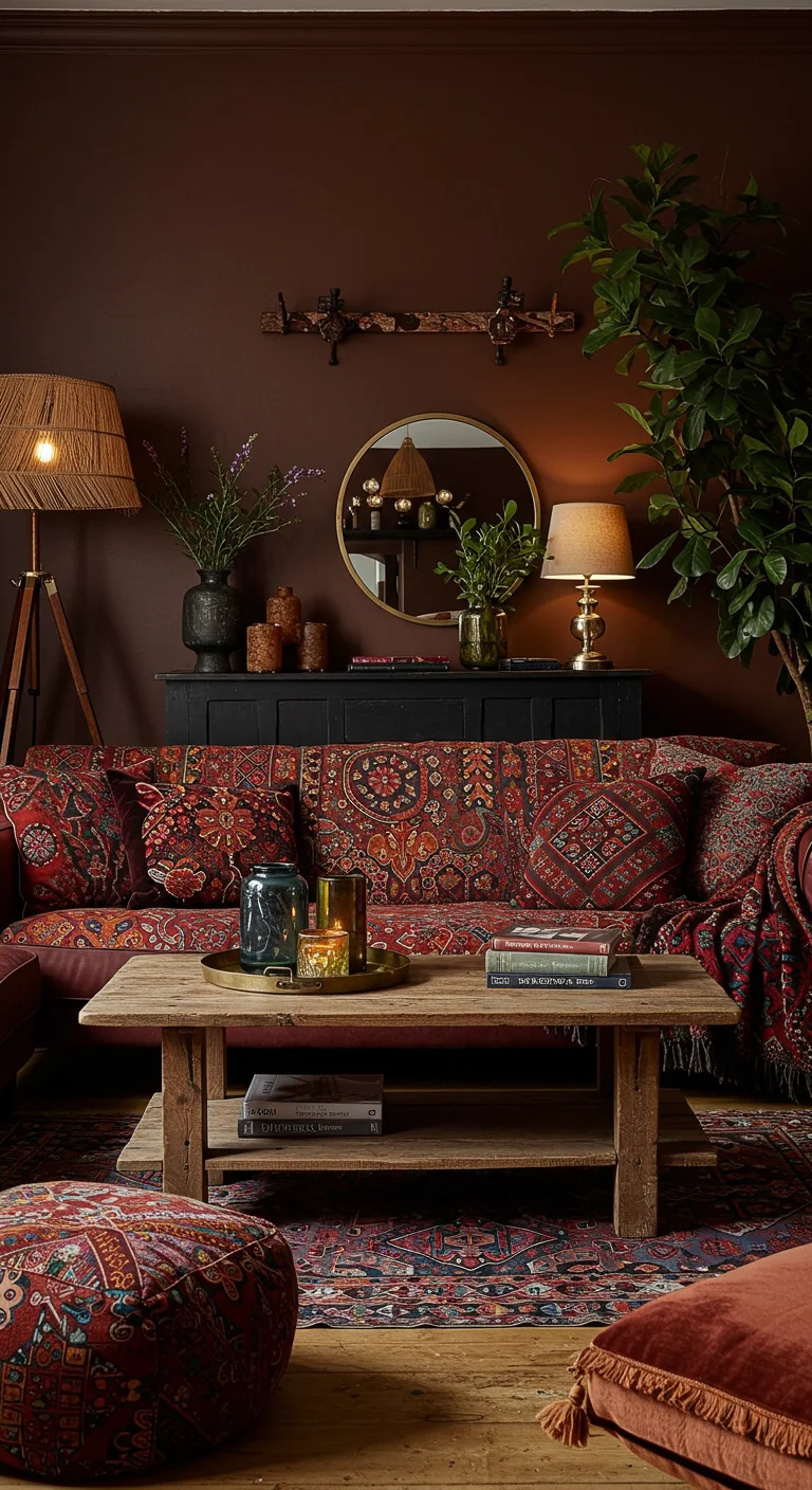 19. Dark Wood Accents: Grounding Your Living Room Design