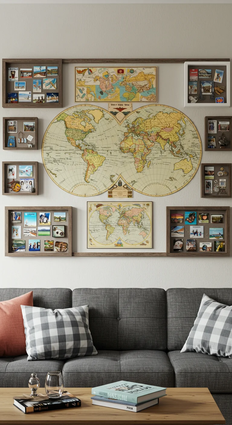 13. Travel-Inspired Decor: Maps and Souvenirs