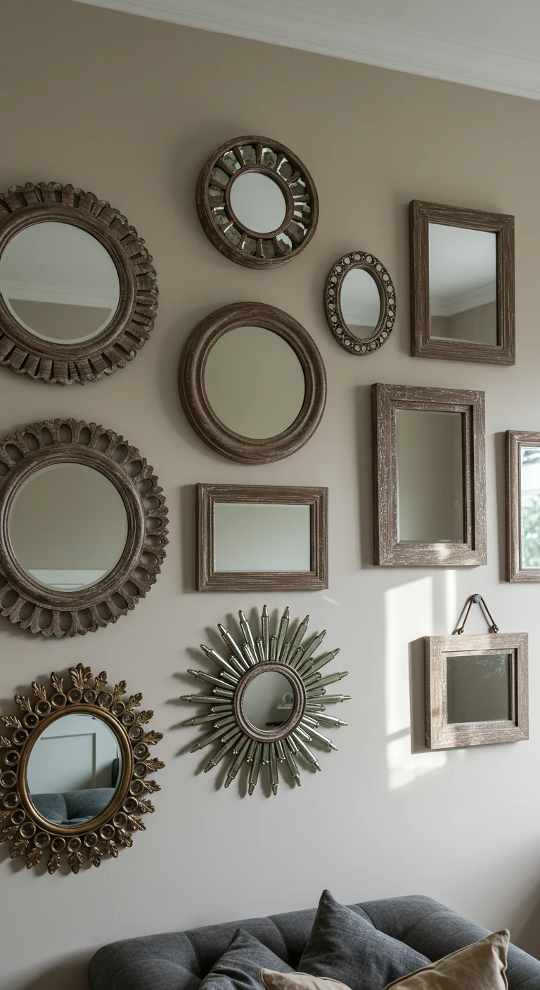 5. Gallery Wall Glam: Mixed Mirror Arrangements