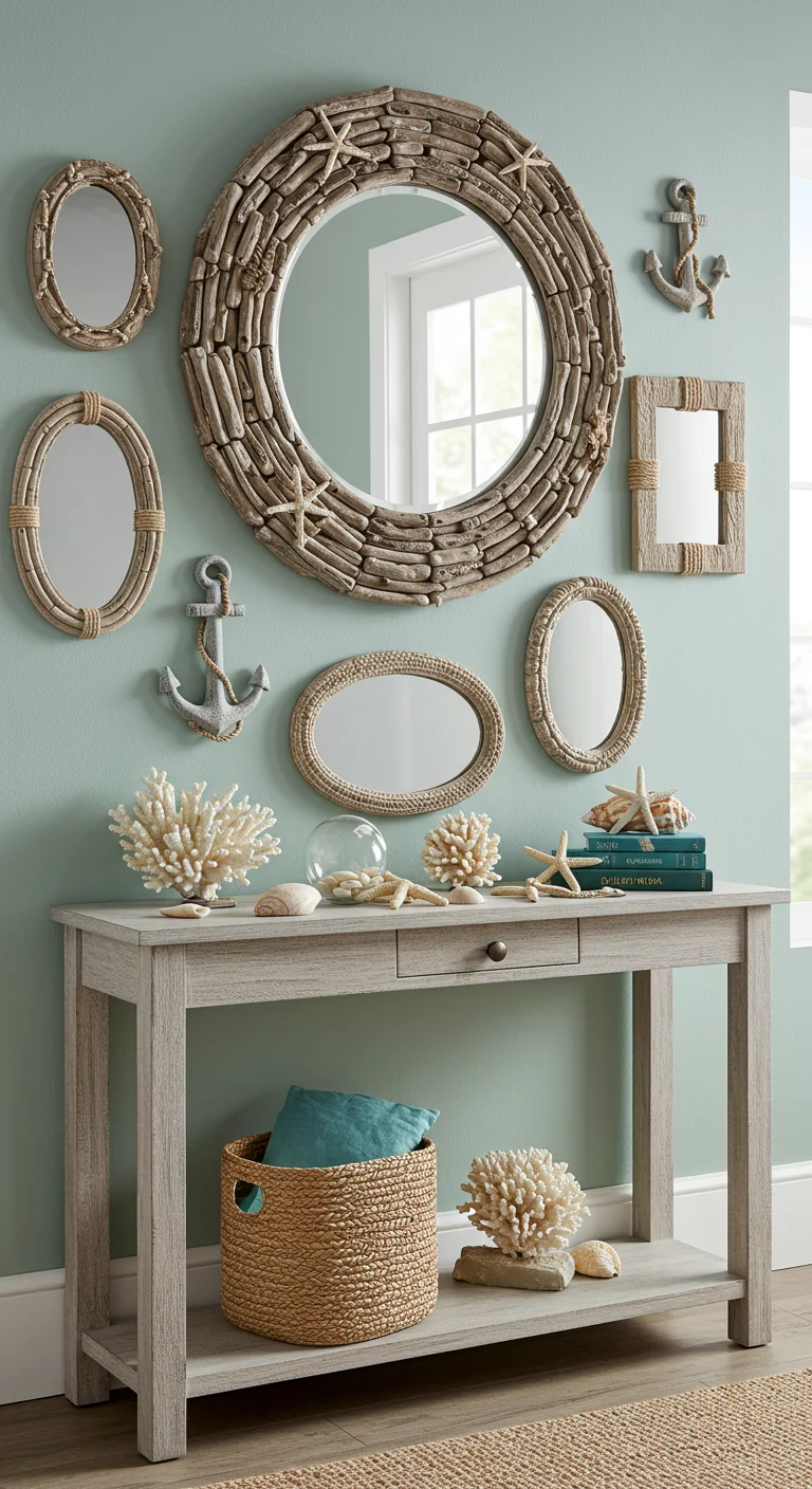 13. Coastal Calm: Nautical-Themed Mirror Decor
