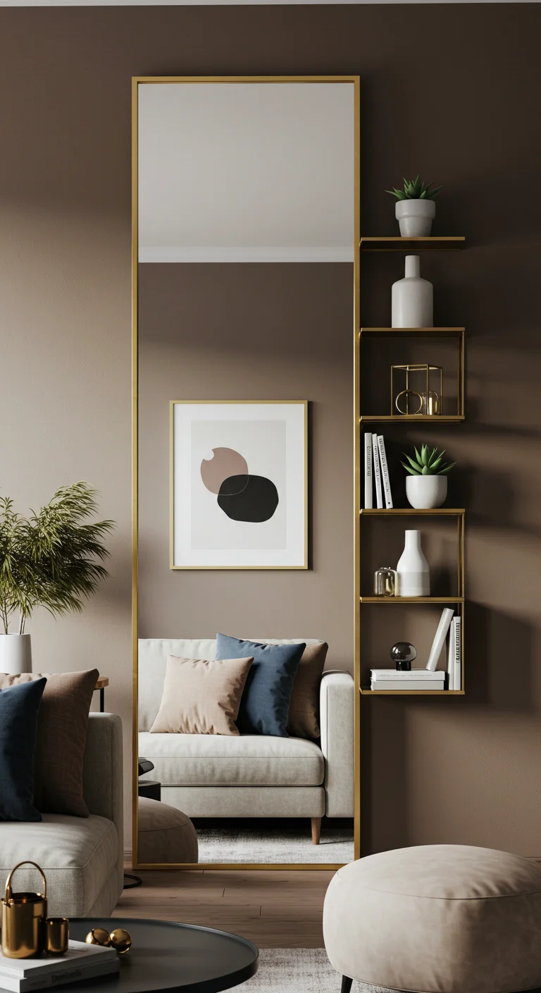 14. Layered Luxury: Mirrors with Shelving