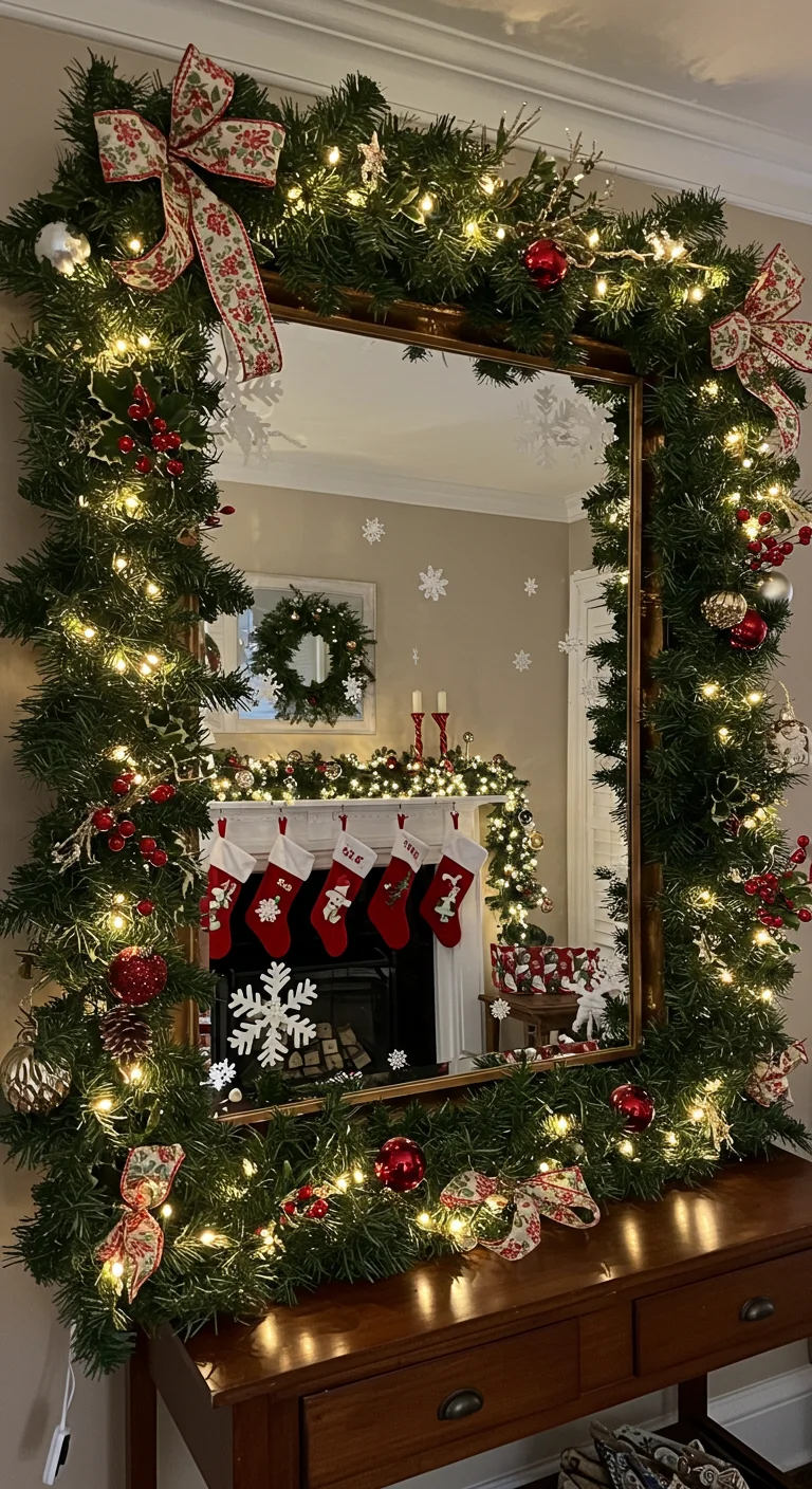 20. Seasonal Shine: Holiday-Themed Mirror Decor